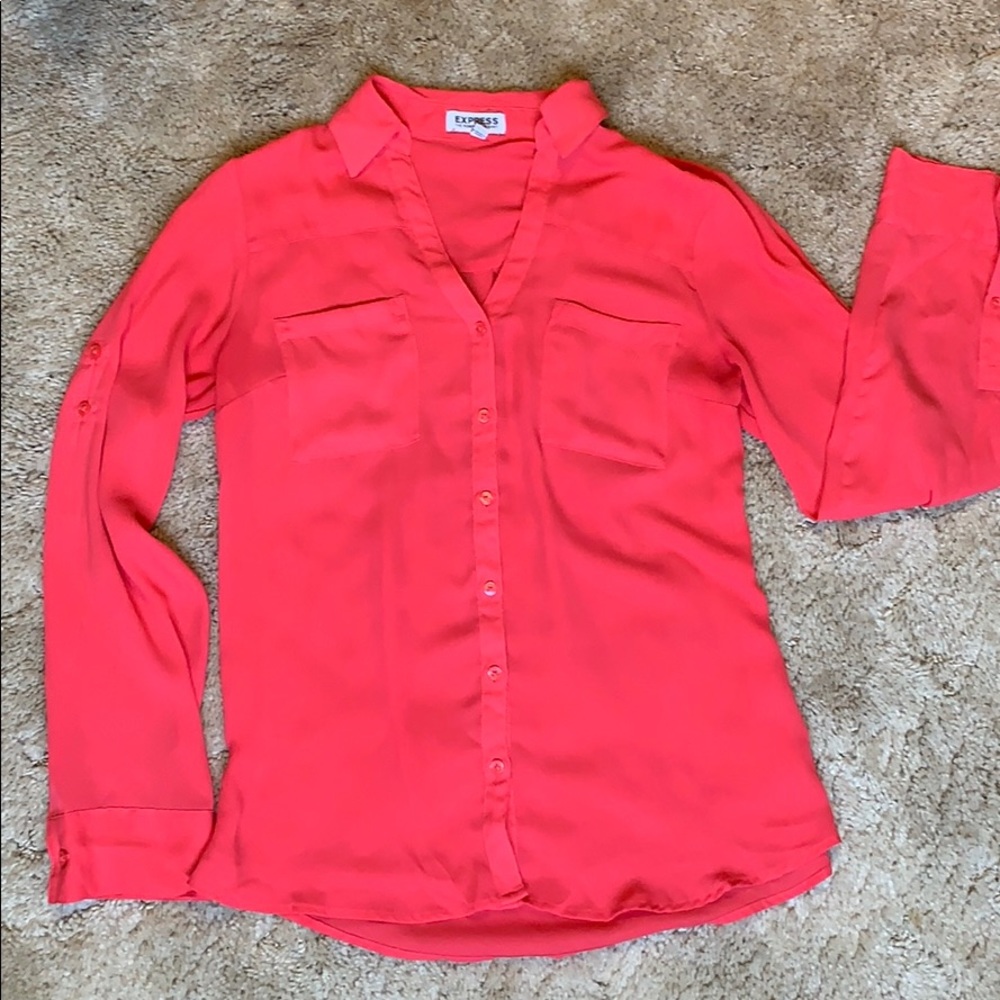 Express Coral Portofino Button Up Shirt Size S